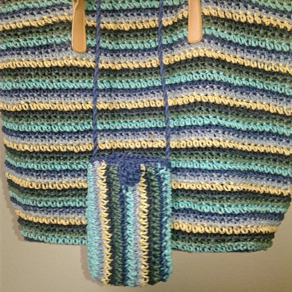Tote Style Bag with mini bag -in Multi Shades of Blue- NEW - Picture 5 of 9
